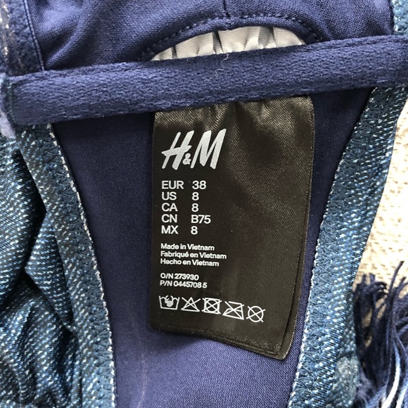 H&M Jean Print Bandeau Zip Bikini Top & Tassle Bikini Bottom - Picture 6 of 7